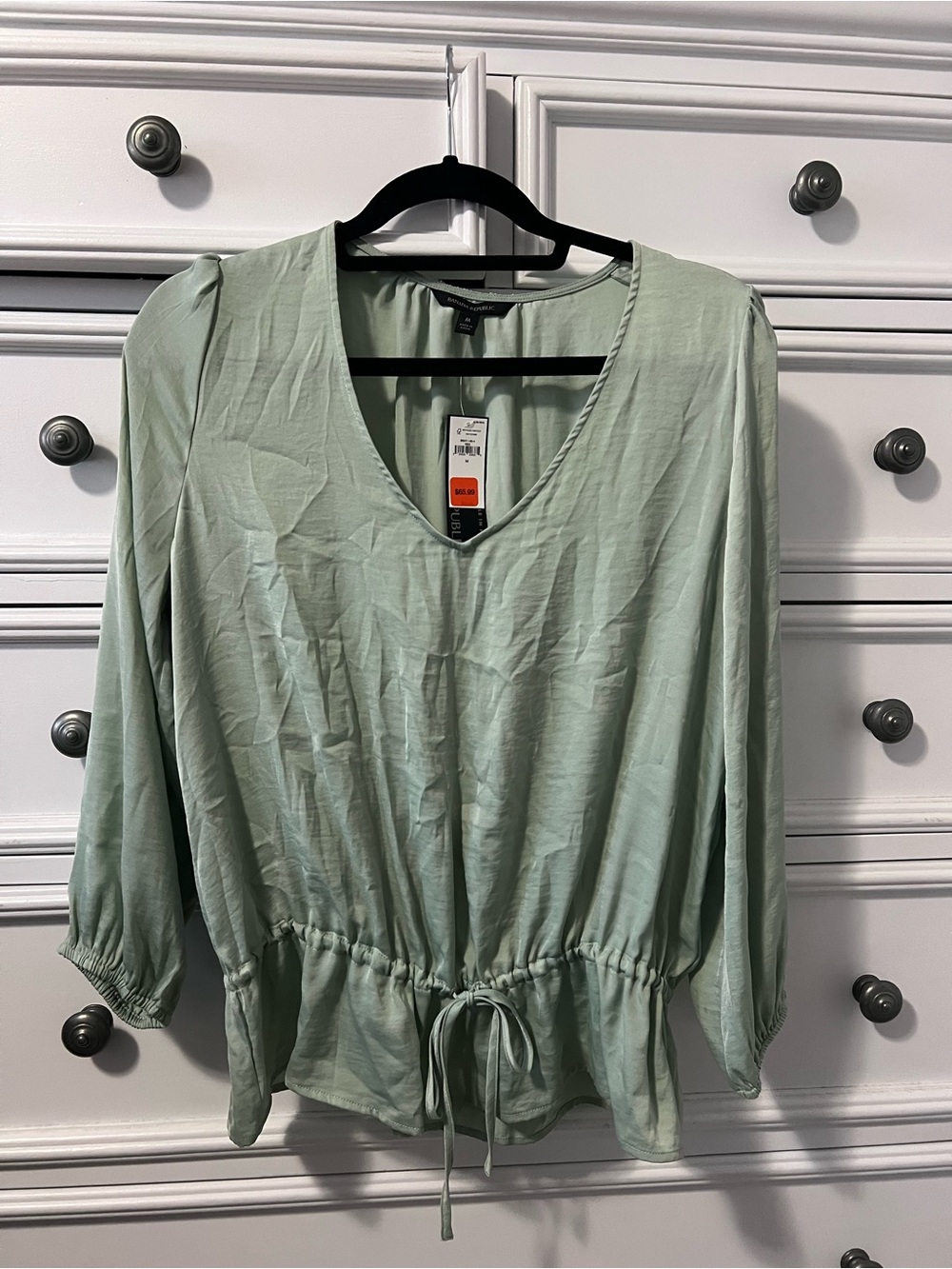 Banana Republic Sage Green Drawstring V-Neck Tunic